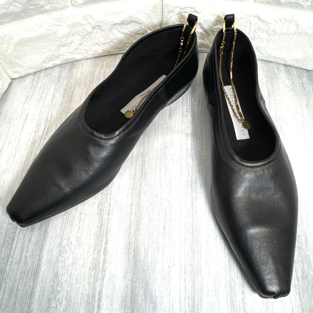 美品⭐️ステラマッカートニー チェーン レザーパンプス ブラック 37 イタリア製