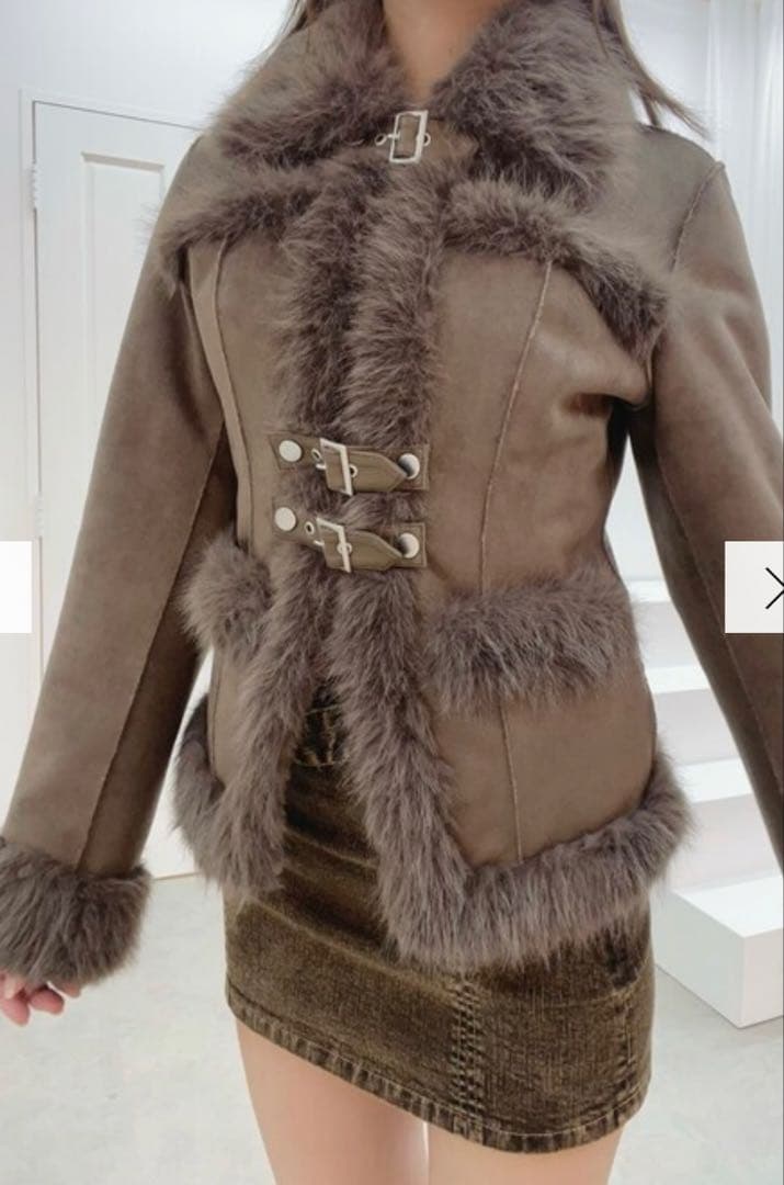 EATME フェイクファーカラーベルトジャケット