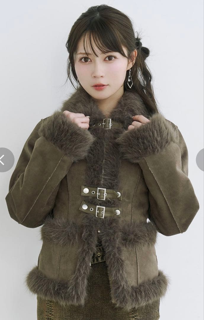 EATME フェイクファーカラーベルトジャケット