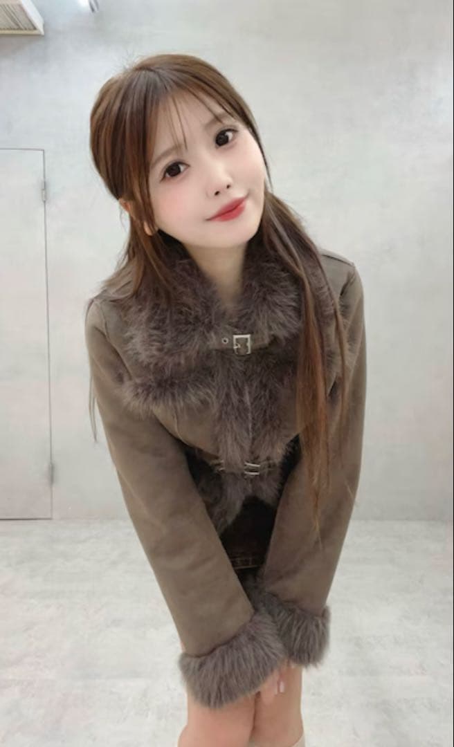 EATME フェイクファーカラーベルトジャケット