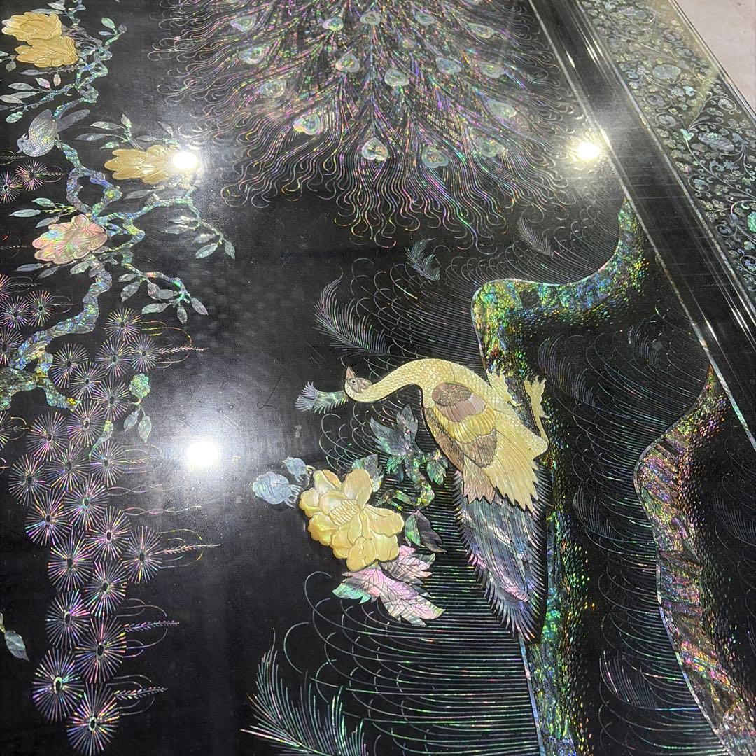 薔*薇様 孔雀装飾のアンティーク座卓