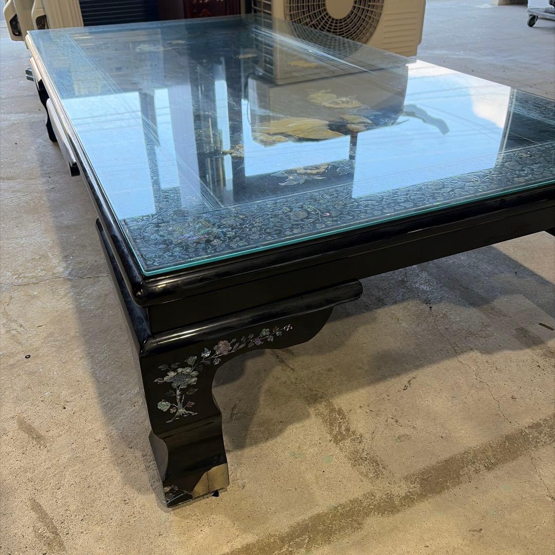 薔*薇様 孔雀装飾のアンティーク座卓