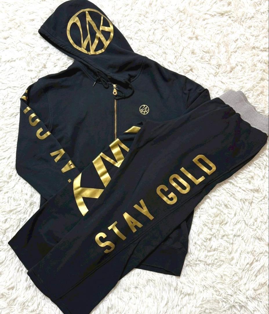 24Karats ジャージセットアップ　フード　ロゴ刺繍　大きいサイズXL