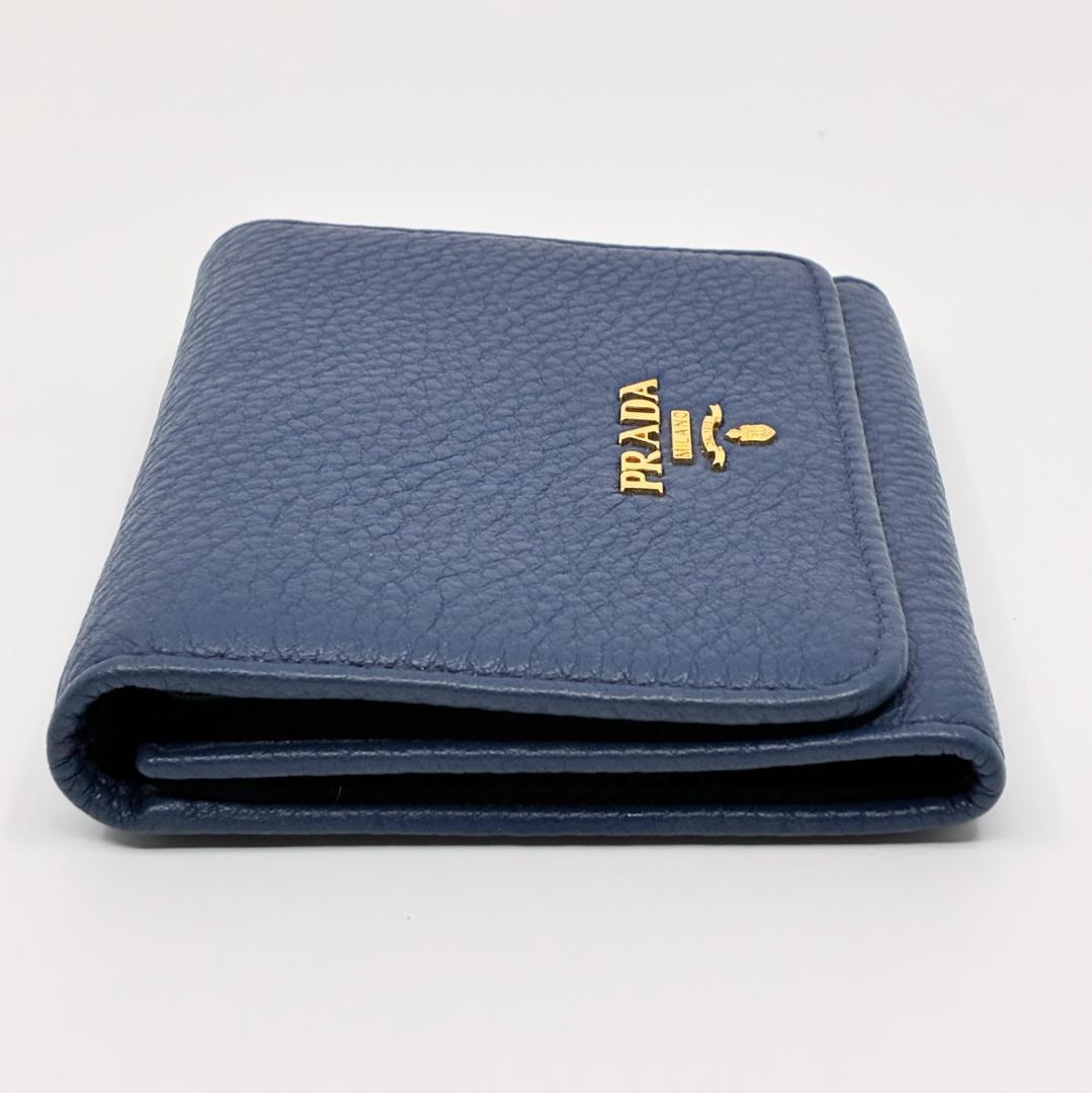 PRADA プラダ レザー 三つ折り財布 青 ブルー A1355A4