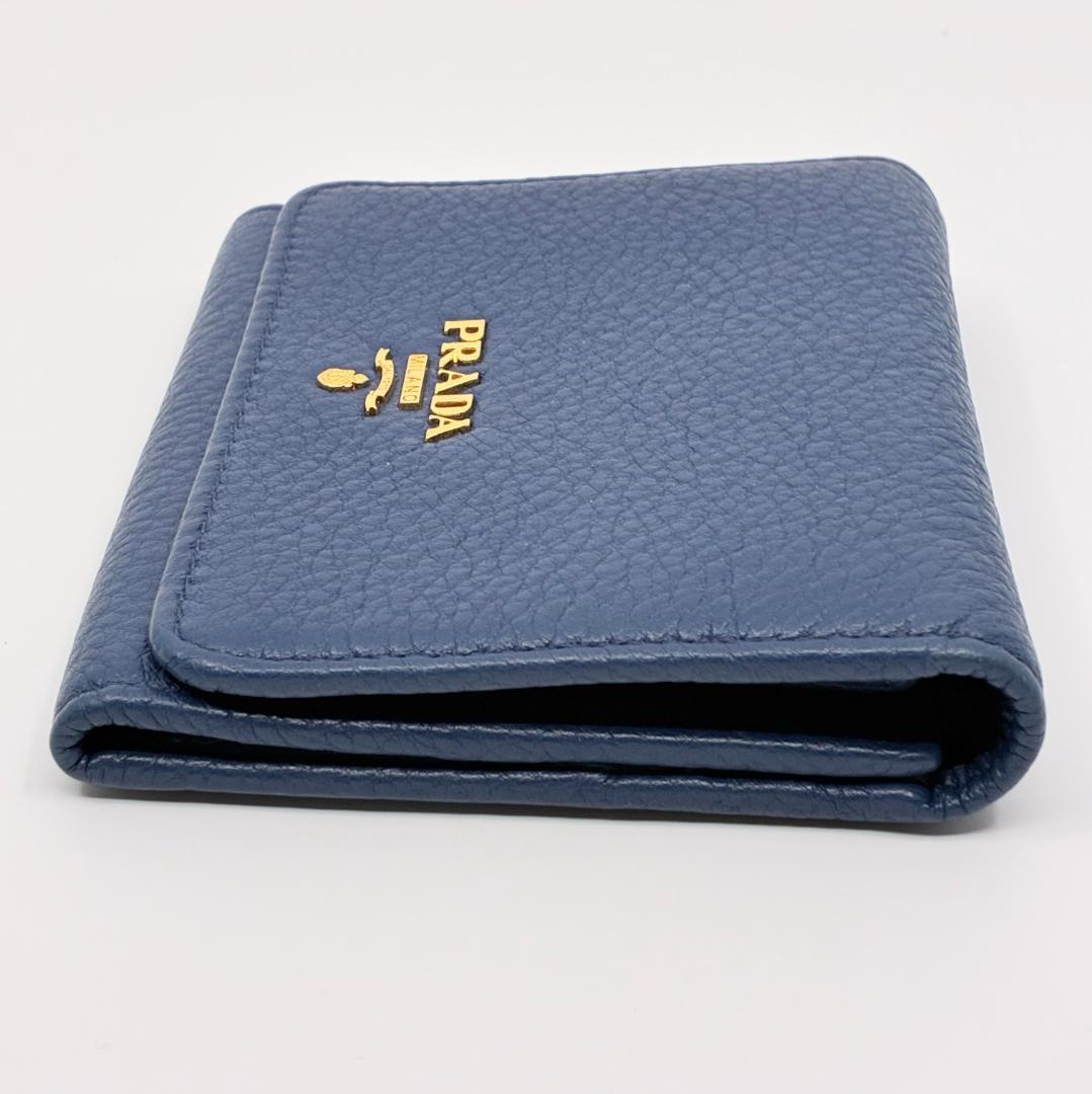 PRADA プラダ レザー 三つ折り財布 青 ブルー A1355A4