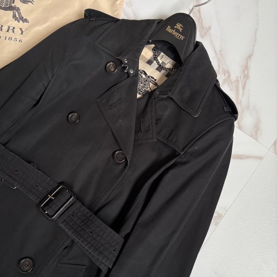 英国製◆バーバリー ケンジントン トレンチコート ベルト付 黒 M