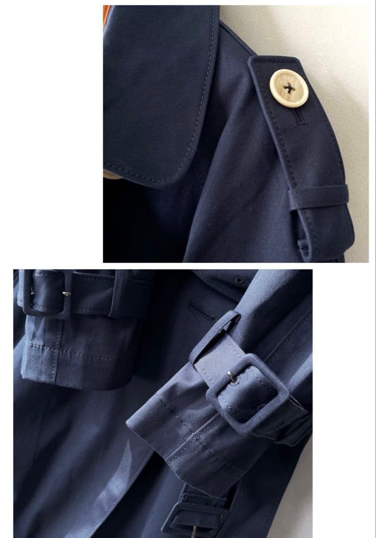 極美品✨ジュンコシマダ　インナーダウン付き　トレンチコート　伸縮有　L 40 紺