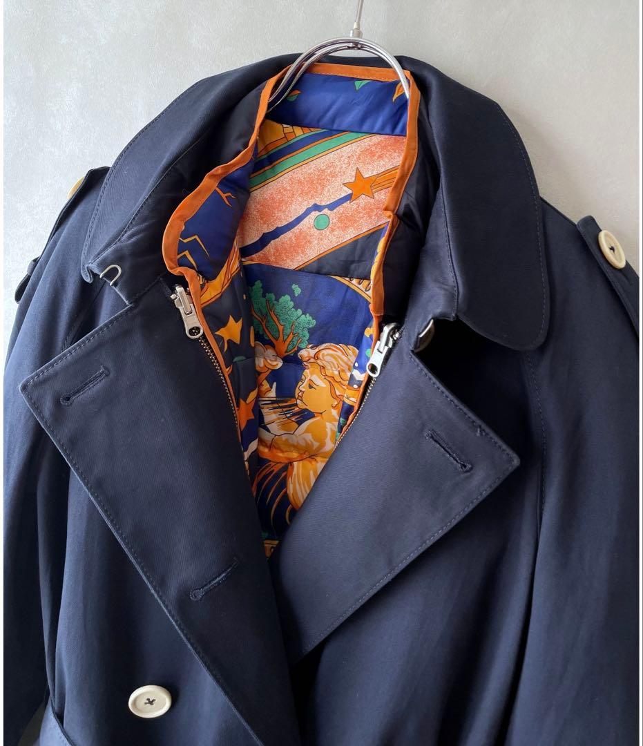 極美品✨ジュンコシマダ　インナーダウン付き　トレンチコート　伸縮有　L 40 紺