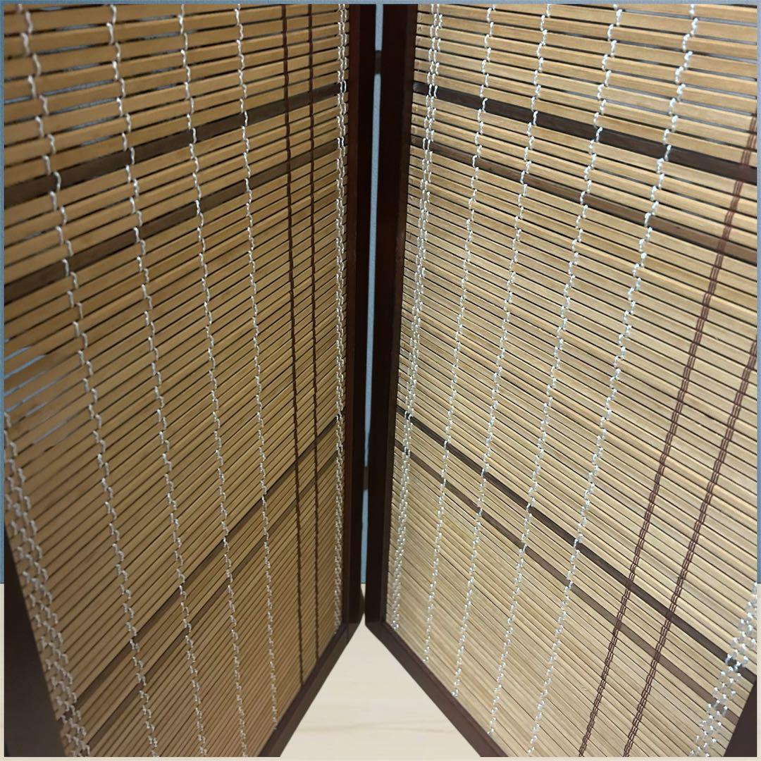 和風 4連竹すだれ衝立 150cmヴィンテージ パーテーション 和モダン レトロ