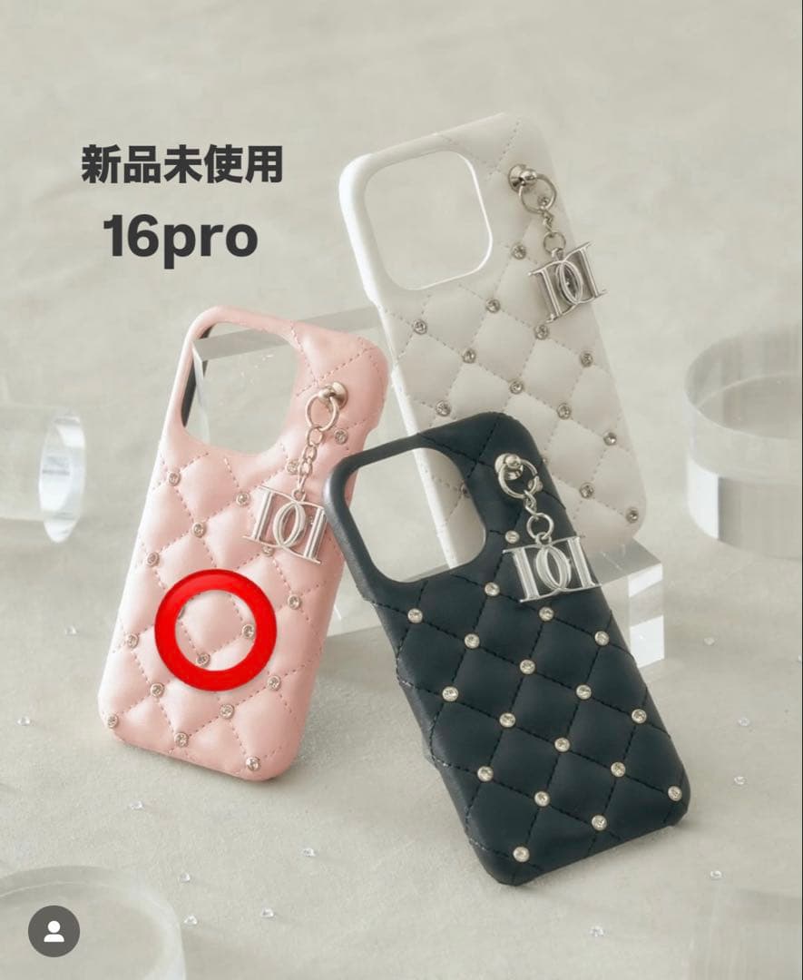 キルティングビジューDDチャームiPhoneケース iPhone16pro
