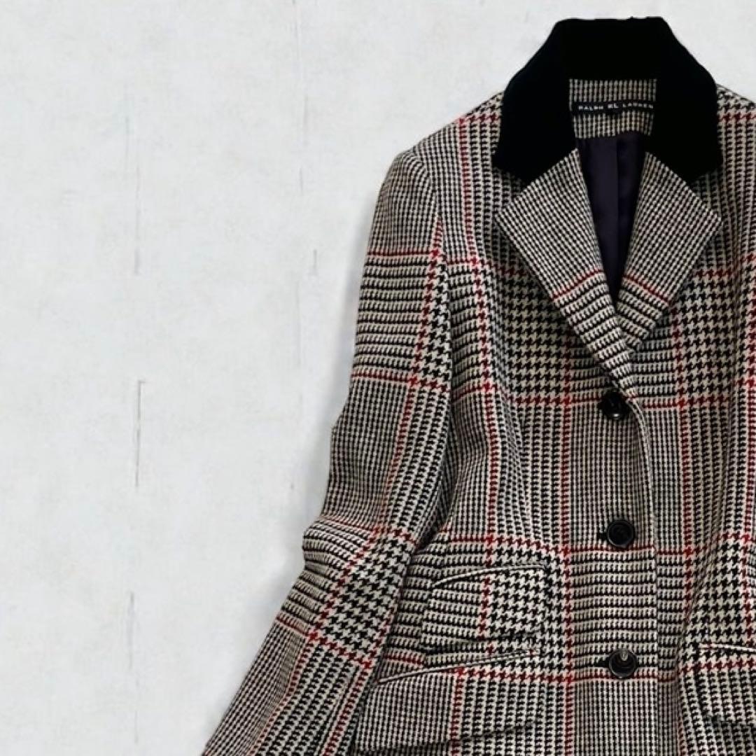 美品✨ラルフローレン 千鳥格子 チェック チェスターコート ベロア Aライン 9