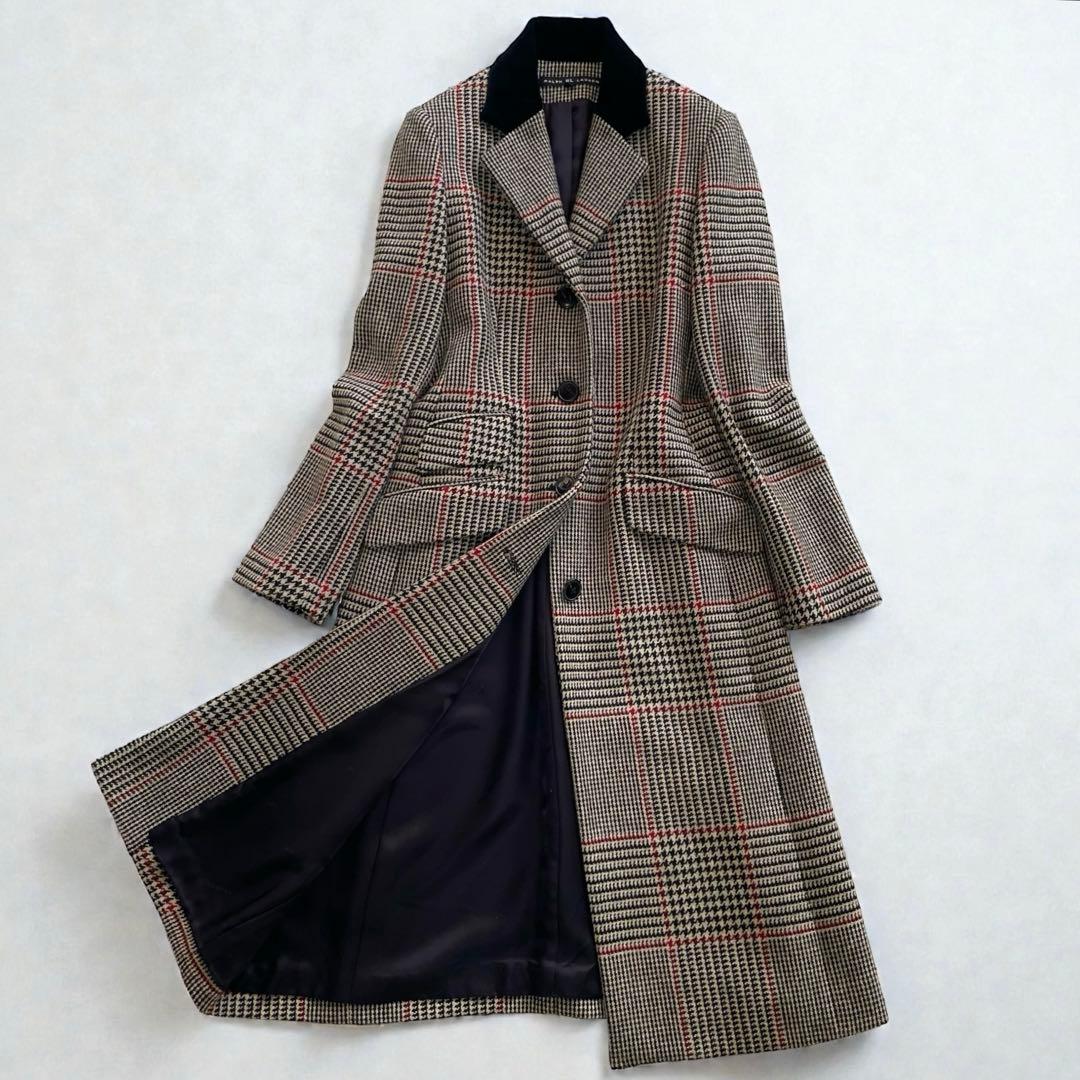 美品✨ラルフローレン 千鳥格子 チェック チェスターコート ベロア Aライン 9