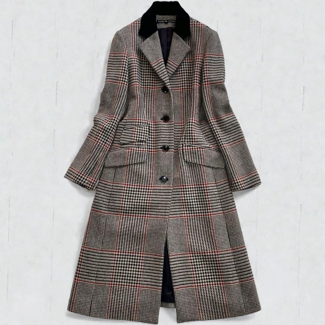 美品✨ラルフローレン 千鳥格子 チェック チェスターコート ベロア Aライン 9