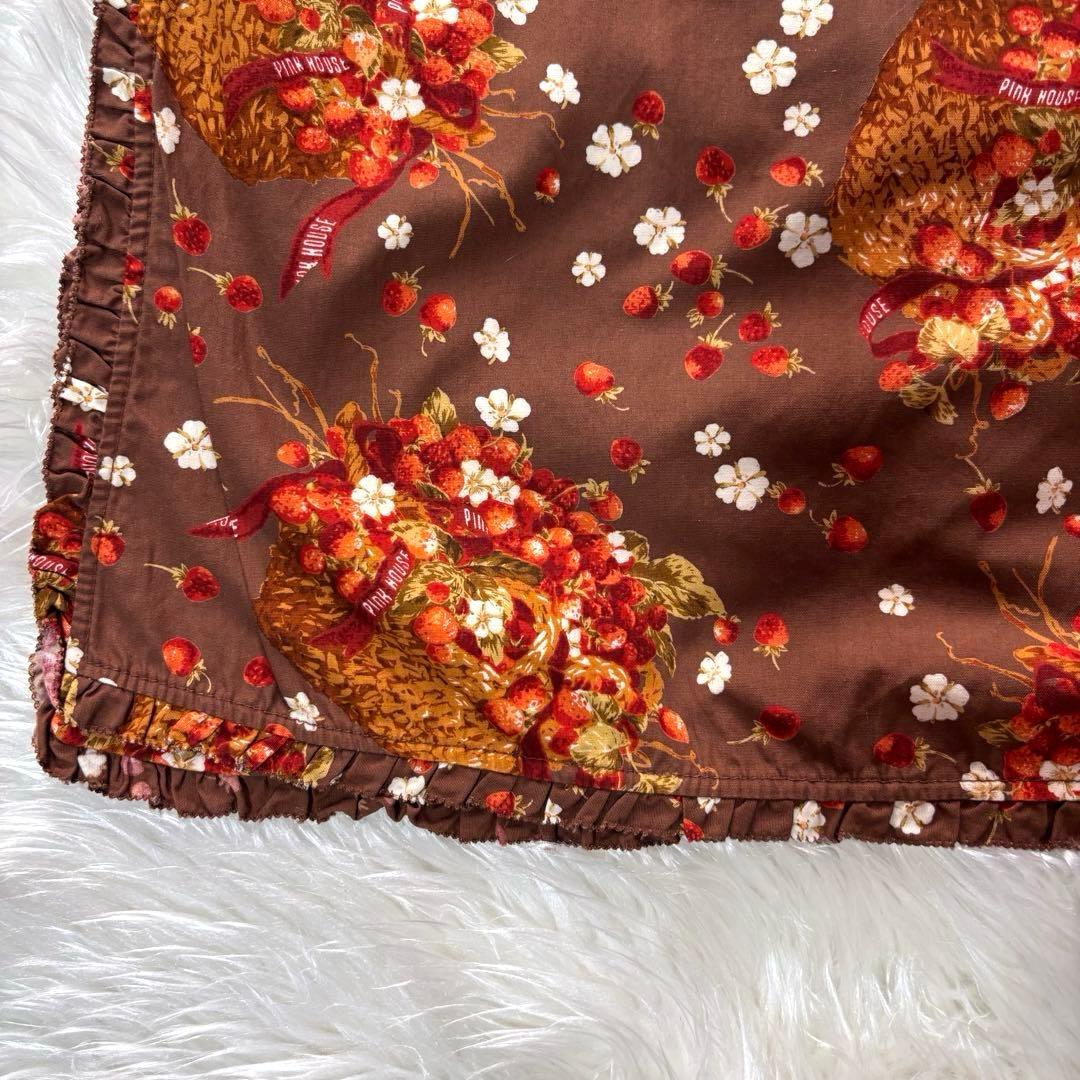 美品✨ピンクハウス 苺 エプロンワンピース 総柄