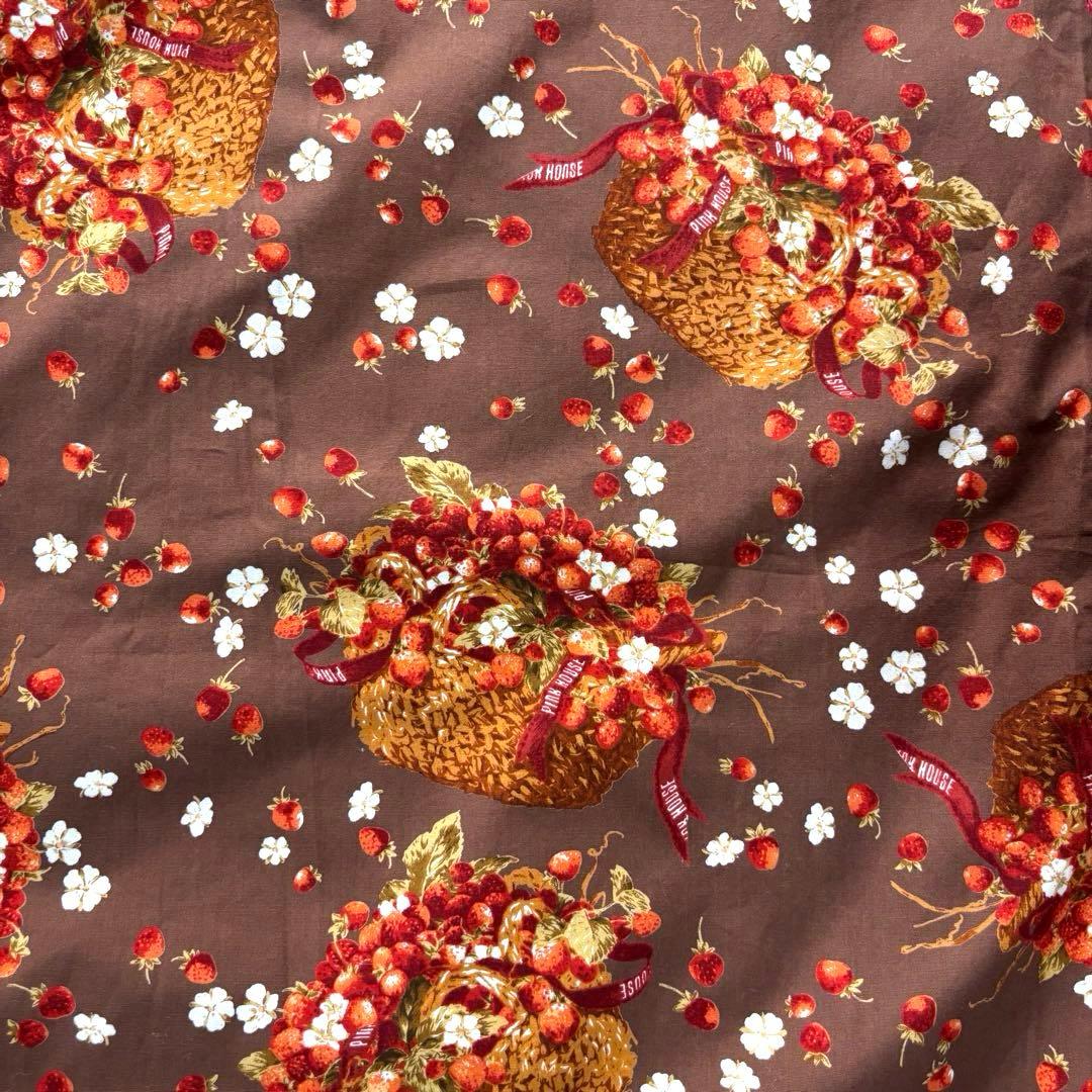 美品✨ピンクハウス 苺 エプロンワンピース 総柄