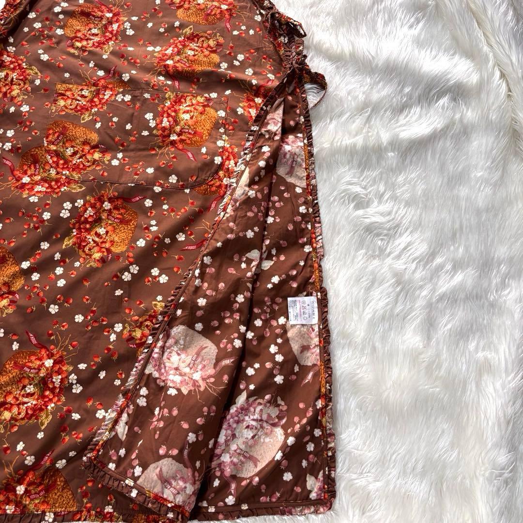 美品✨ピンクハウス 苺 エプロンワンピース 総柄