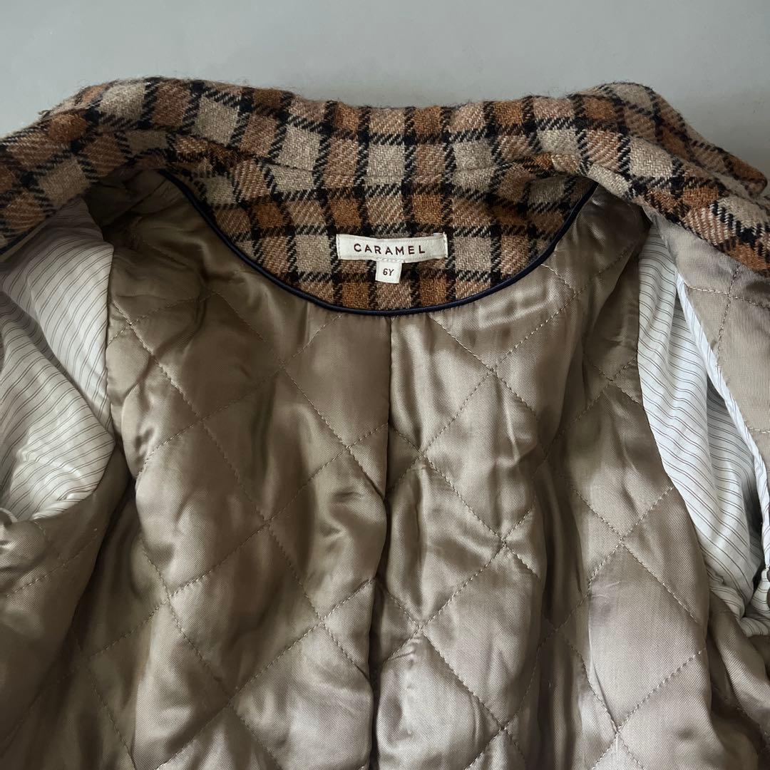 CARAMEL ウール チェック コート　6Y