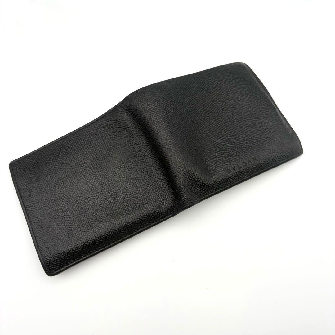 【BVLGARI】ブルガリ 二つ折り財布 ブラック レザー 本革 メンズ