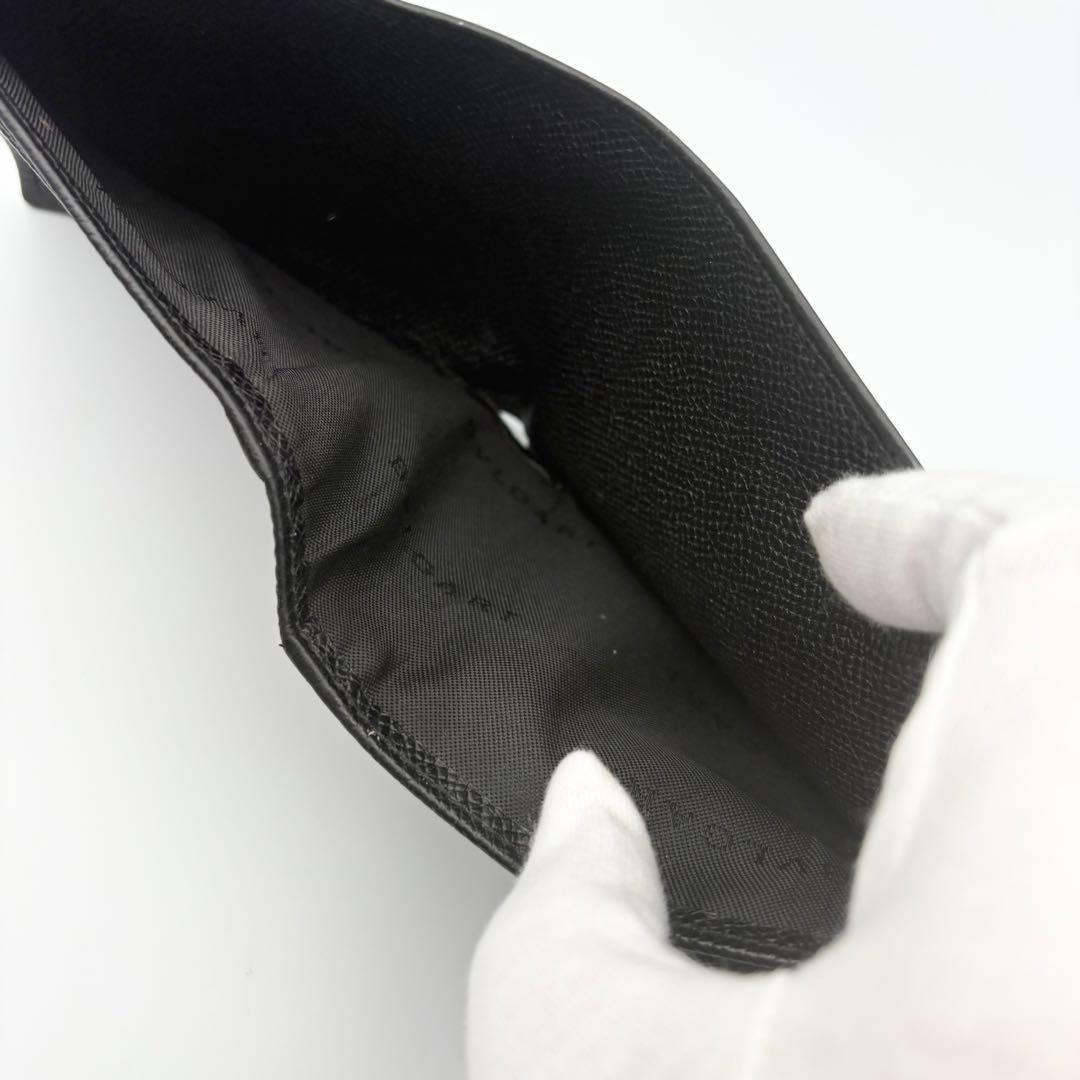 【BVLGARI】ブルガリ 二つ折り財布 ブラック レザー 本革 メンズ