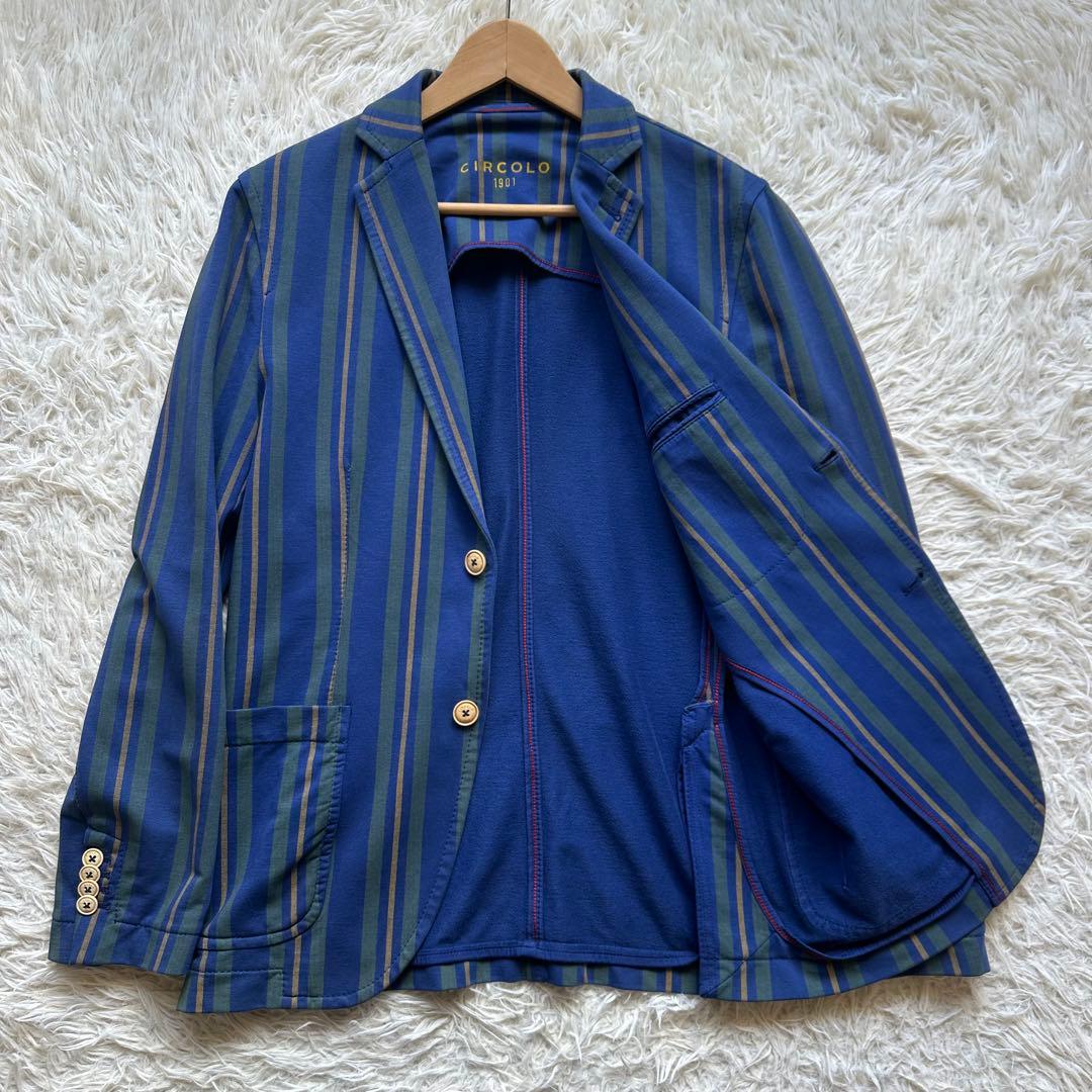 トム様用　チルコロ　CIRCOLO ジャケット　コットン　ストライプ　ブルー