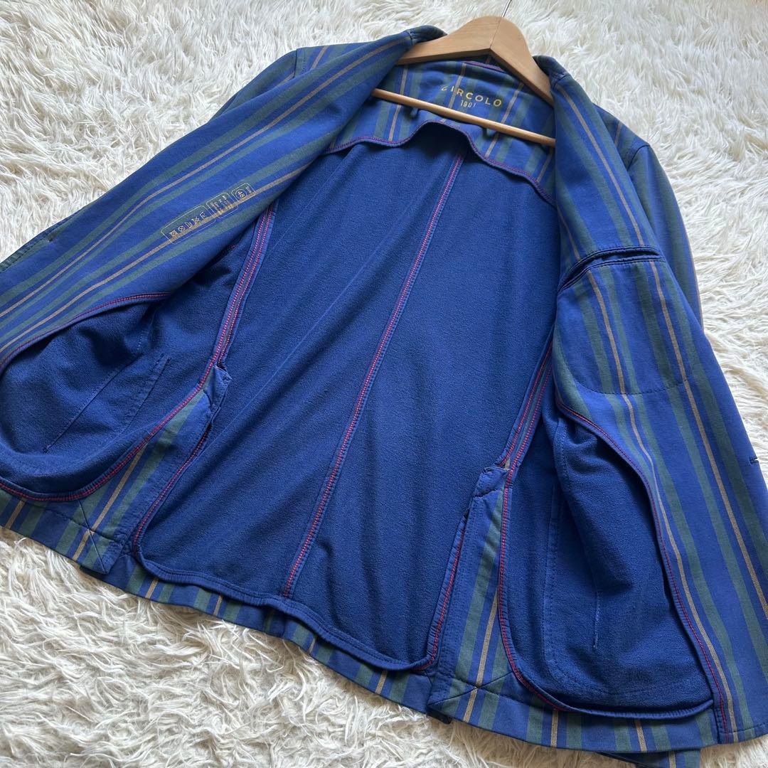 トム様用　チルコロ　CIRCOLO ジャケット　コットン　ストライプ　ブルー