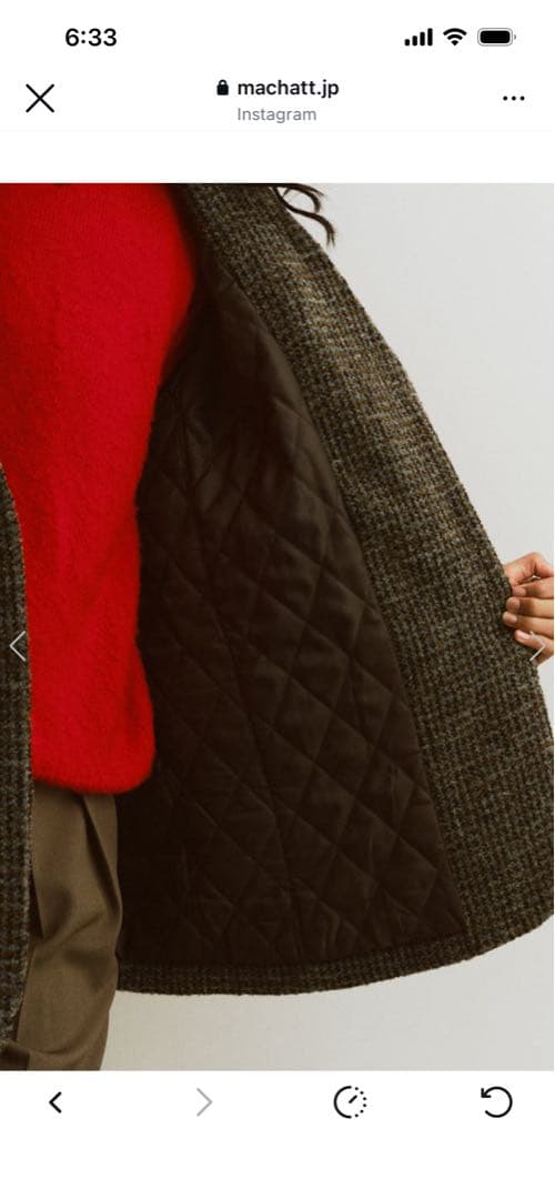 マチャット　machatt ウール テーラードジャケット チェック柄　完売