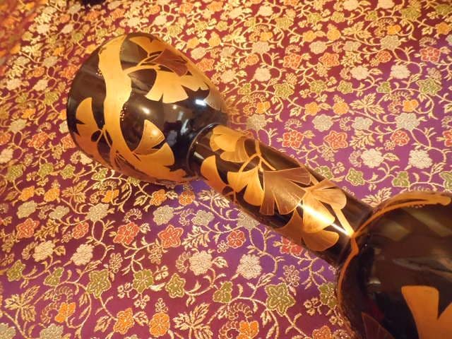 和楽器 鼓 小鼓 銀杏 蒔絵 漆塗り 和太鼓 打楽器 能 歌舞伎 ケース付き