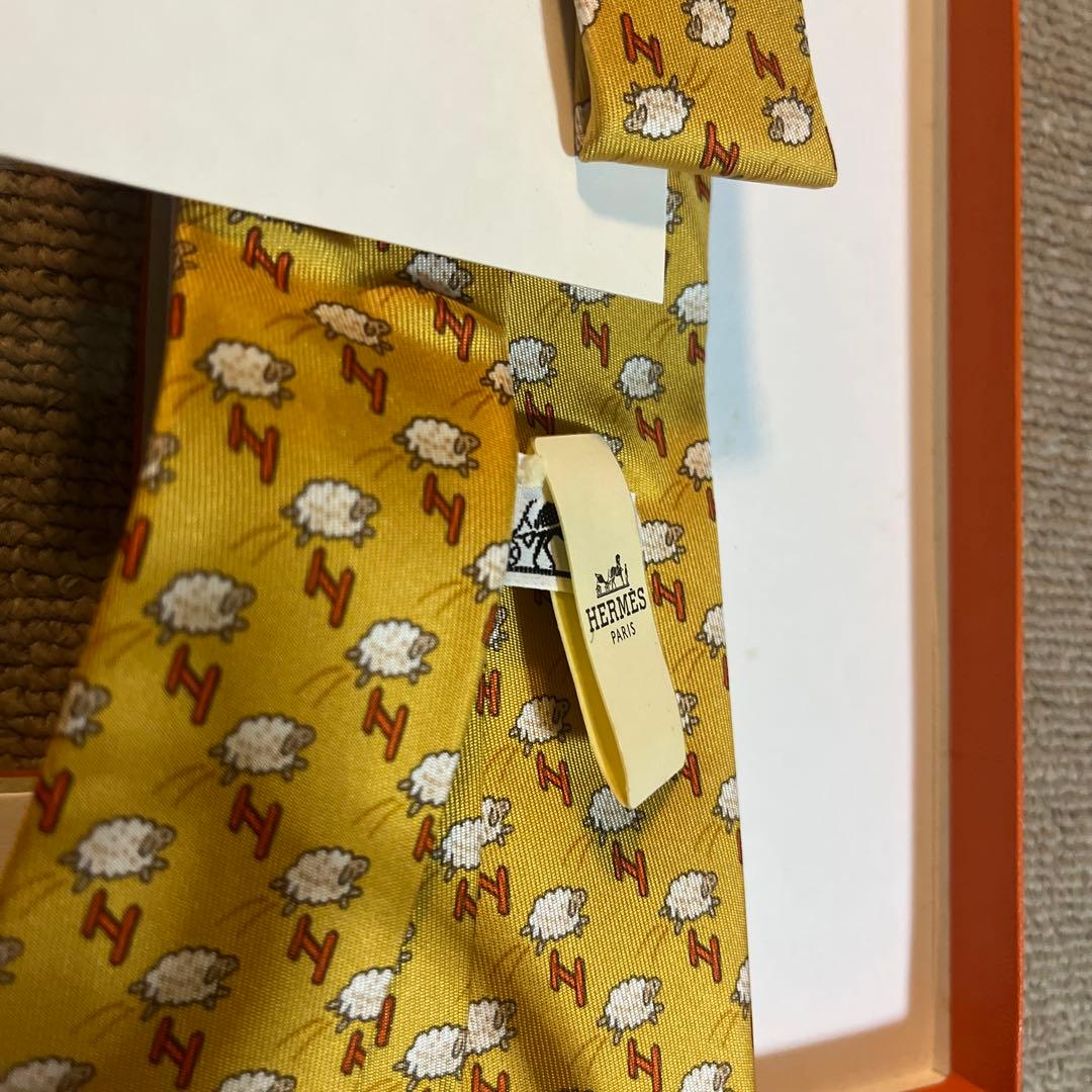 HERMES イエローパターン ネクタイ