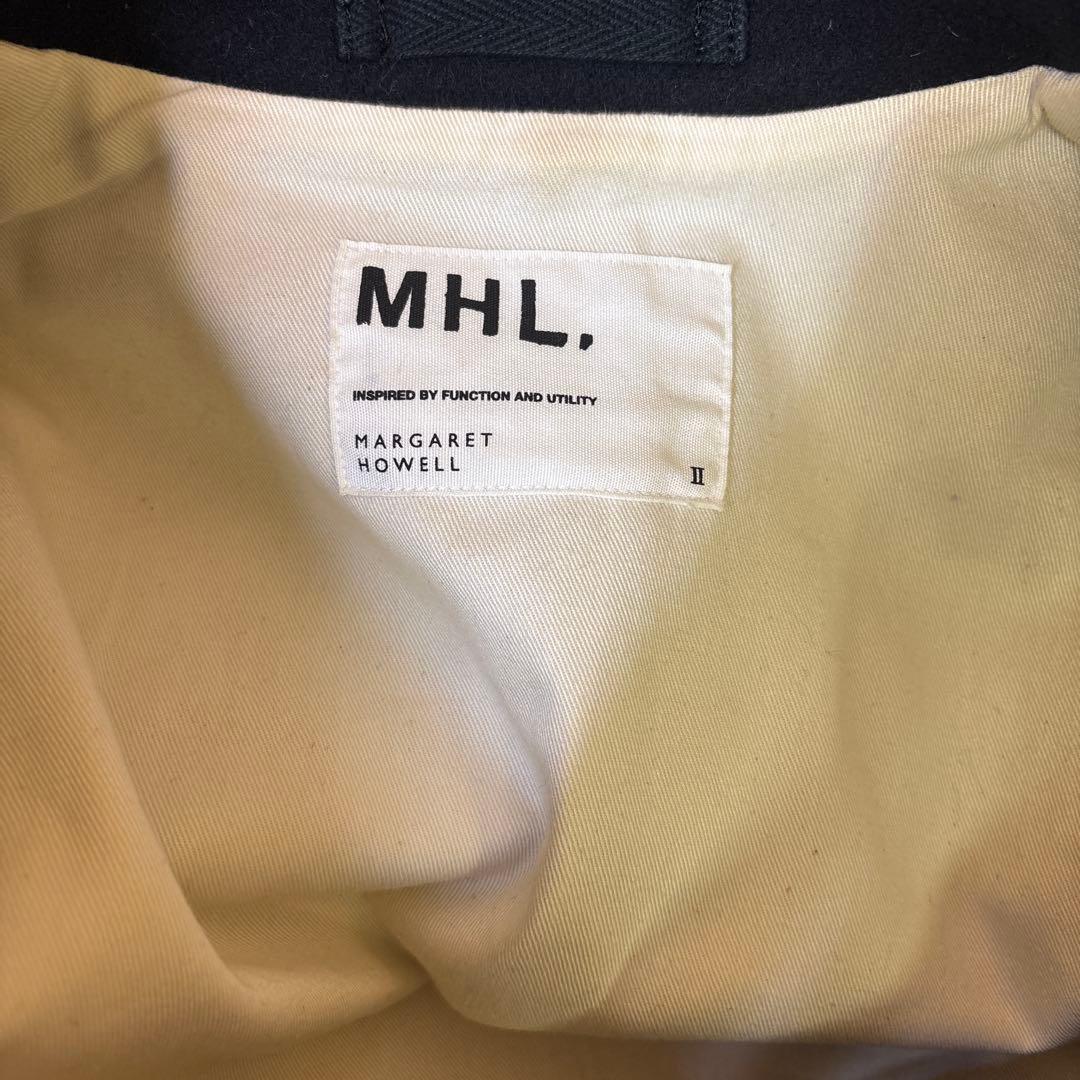 MHL. ROUND COLLAR COAT エムエイチエルコート　ネイビー