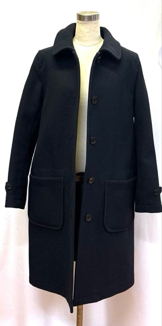 MHL. ROUND COLLAR COAT エムエイチエルコート　ネイビー