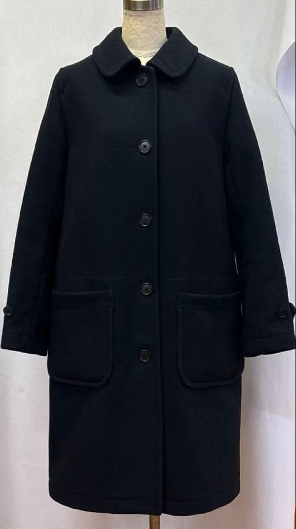 MHL. ROUND COLLAR COAT エムエイチエルコート　ネイビー