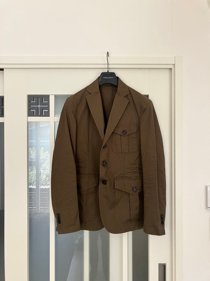 大特価！！DSQメンズダークカーキサファリジャケット48新品未使用