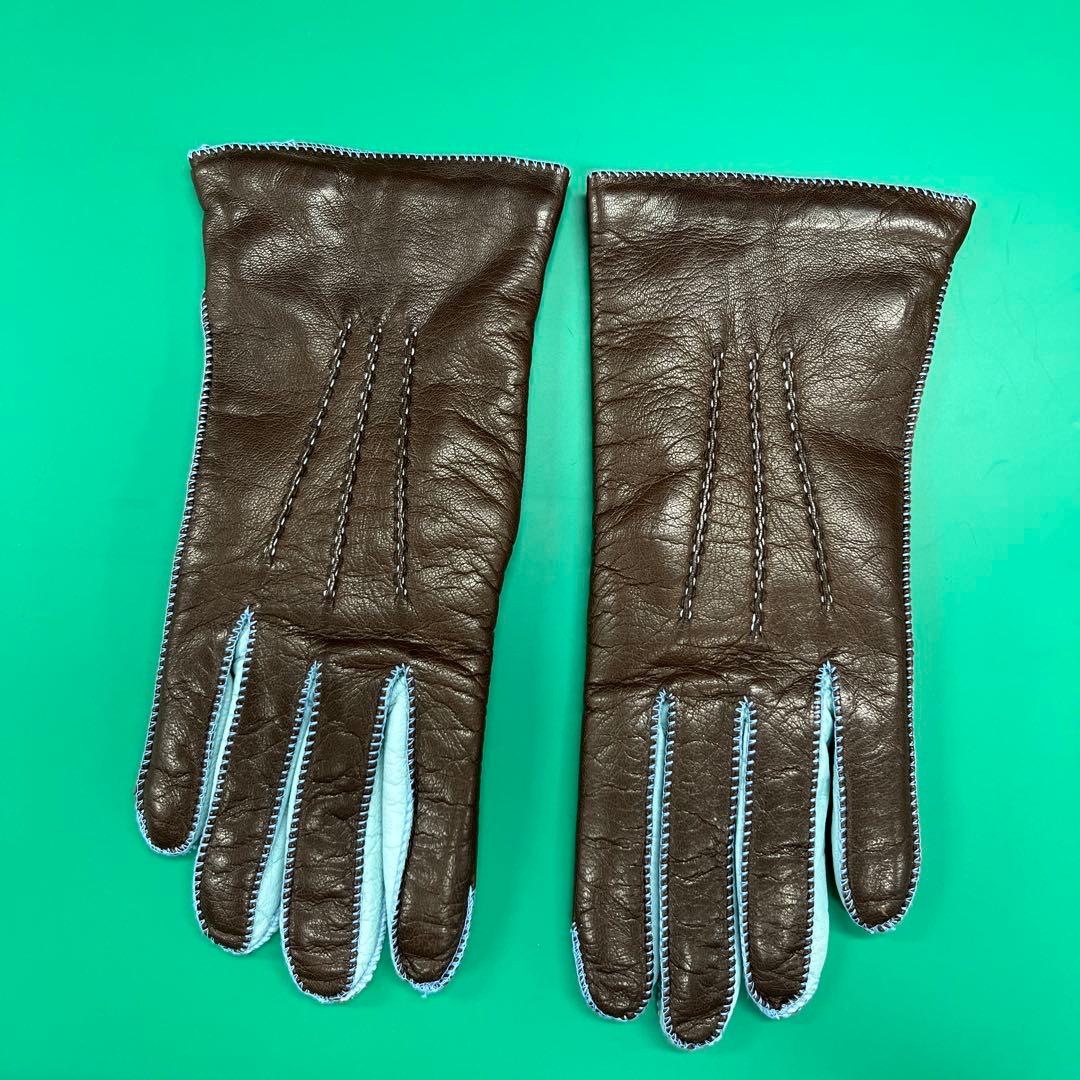 エトロブラウンレザー手袋 Mサイズ