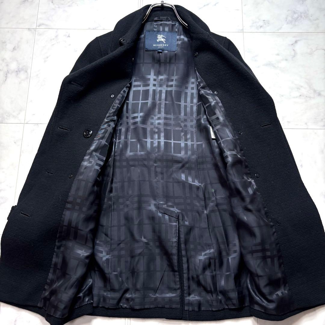 バーバリーロンドン ウールコート カシミヤ混 シャドーチェック ベルト付 40