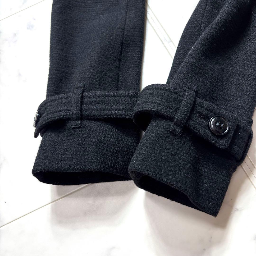 バーバリーロンドン ウールコート カシミヤ混 シャドーチェック ベルト付 40