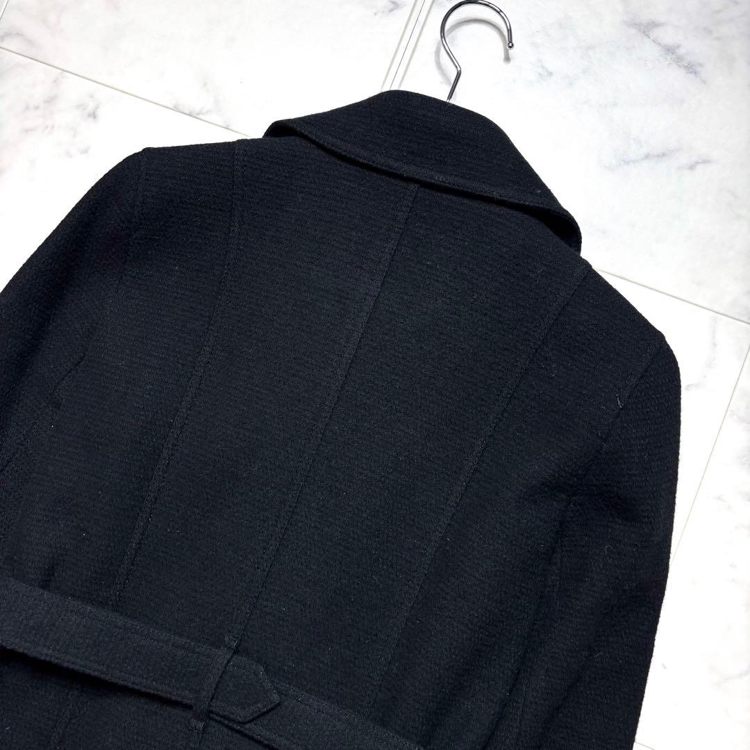 バーバリーロンドン ウールコート カシミヤ混 シャドーチェック ベルト付 40