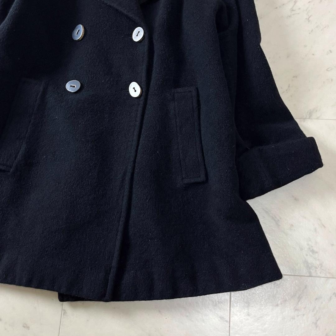 カールラガーフェルド F ウール ピーコート オーバーサイズ ブラック