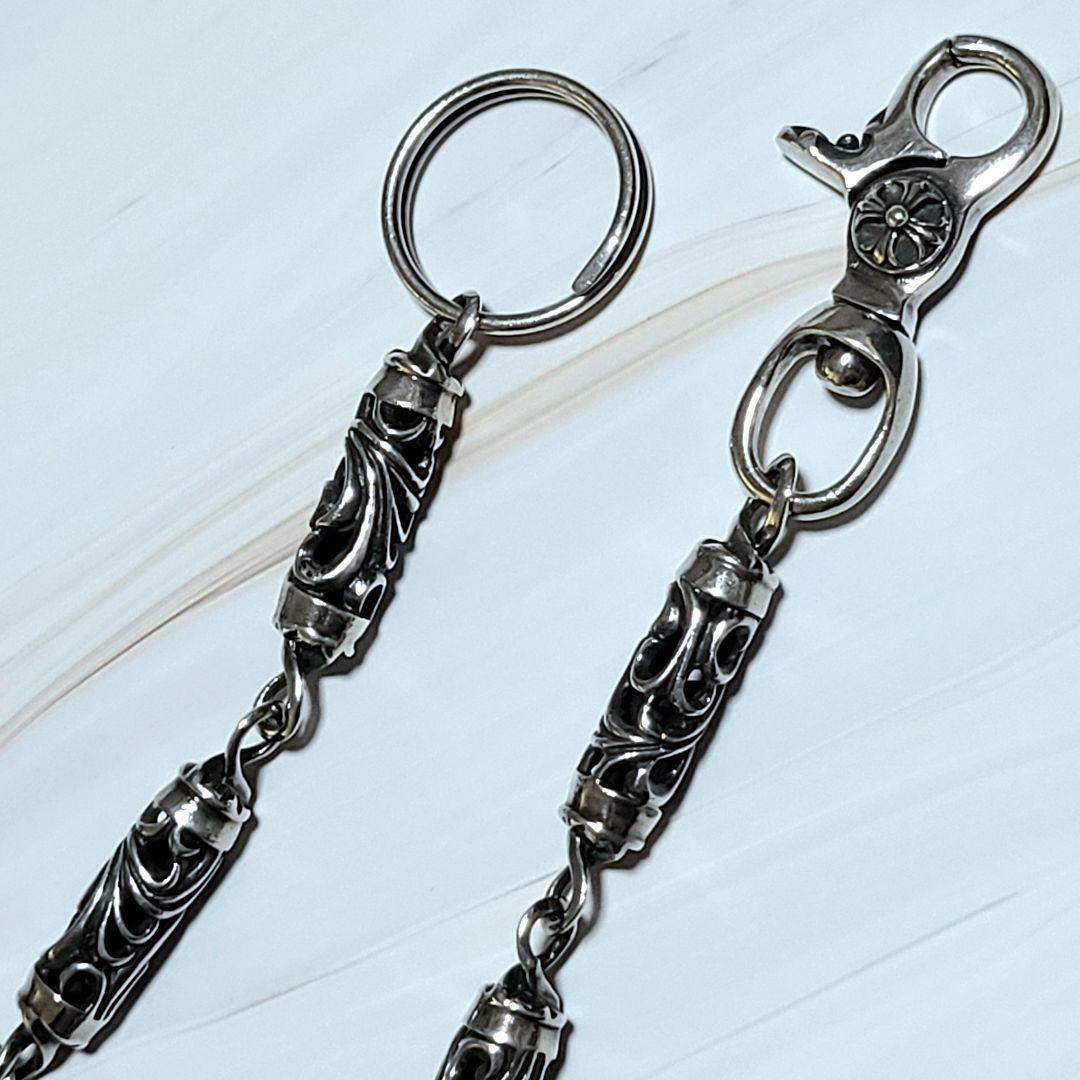 極美品 ノーブランド シルバー925 9リンク ローラーウォレットチェーン