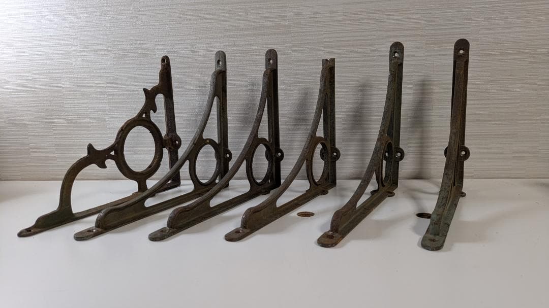 アンティーク　棚受け　アイアンブラケット　2種類　6個セット