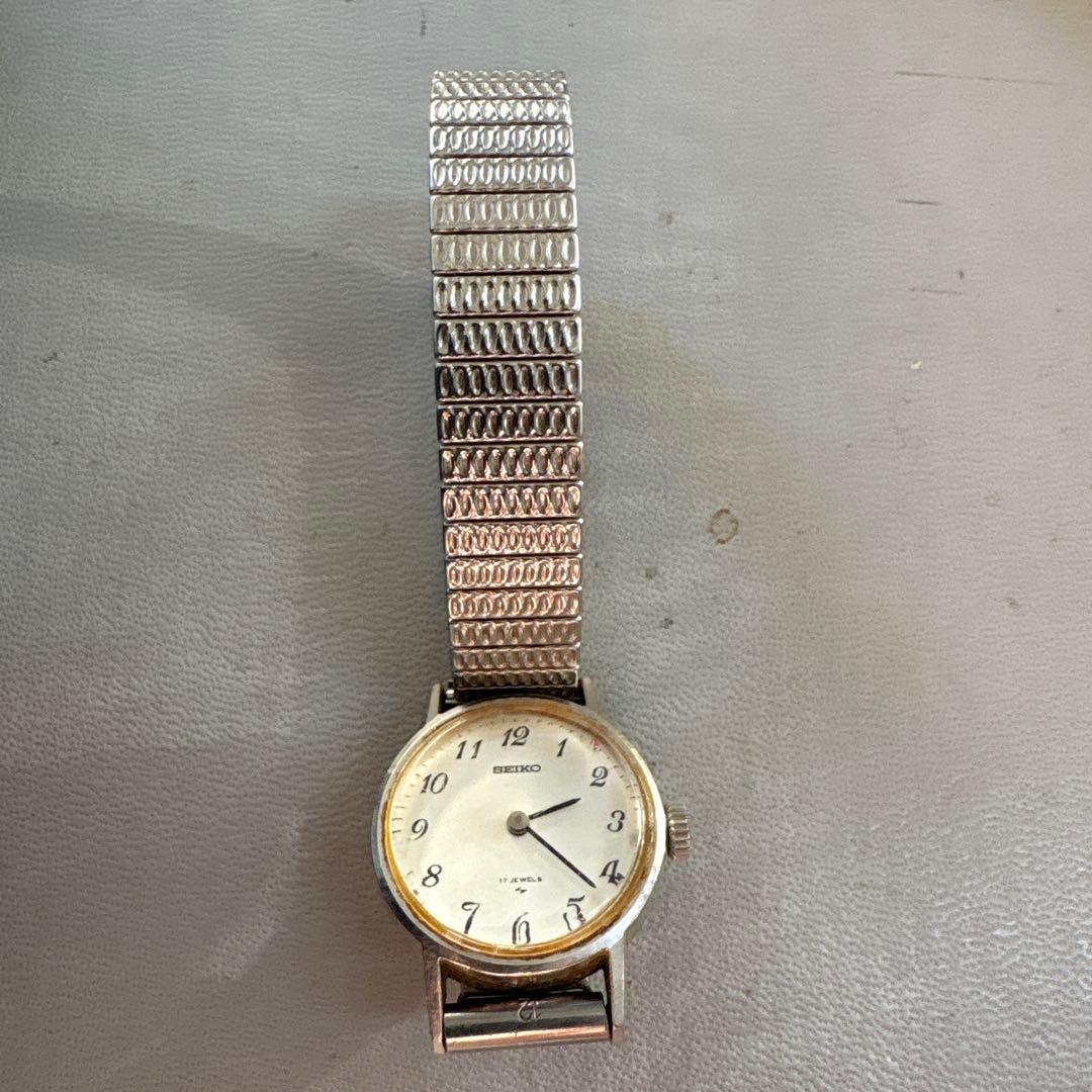 セイコー 11-0720 ソシエ 14KWG シルバー文字盤 手巻腕時計