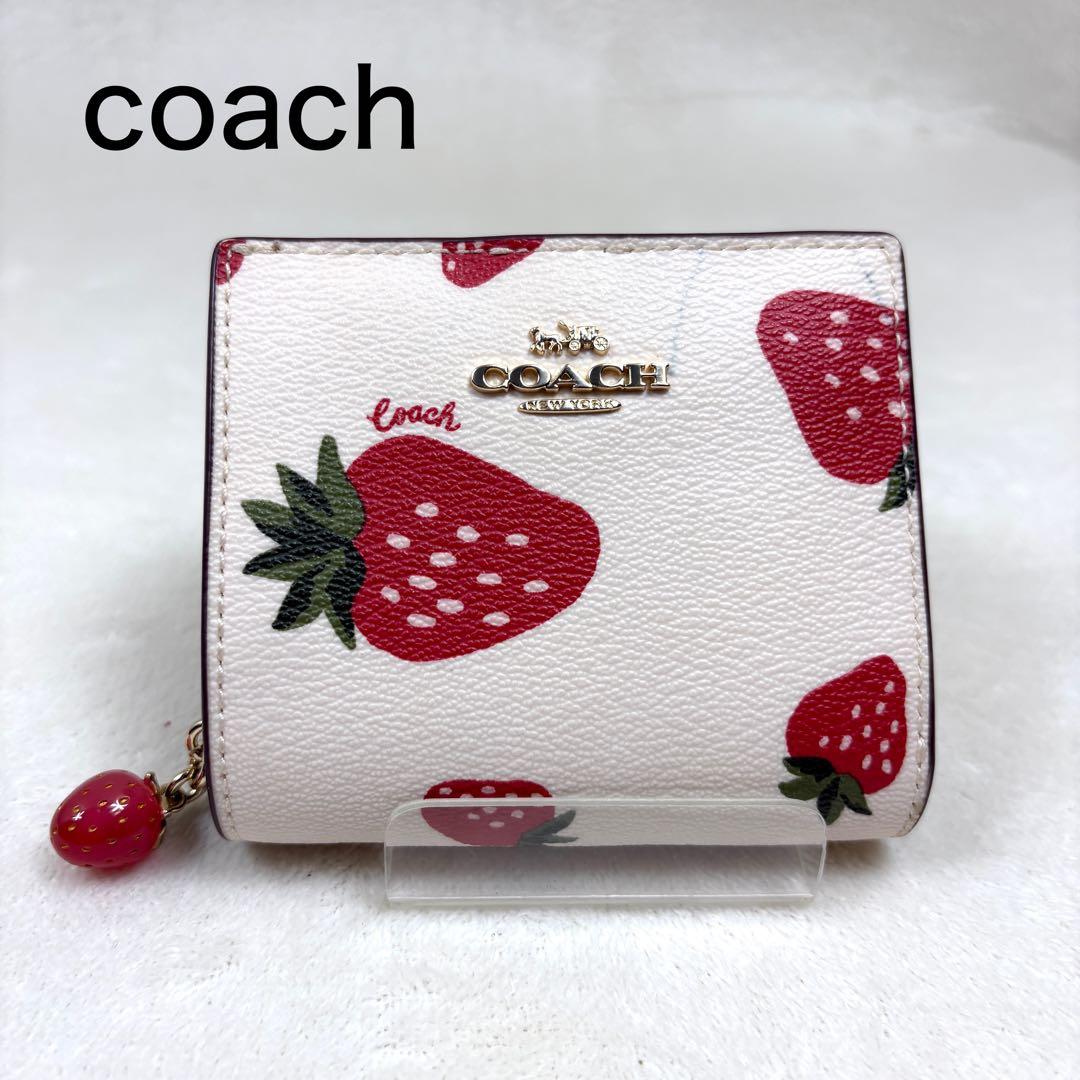 COACH コーチ いちご柄 財布 イチゴ柄 苺柄 スナップ ウォレット