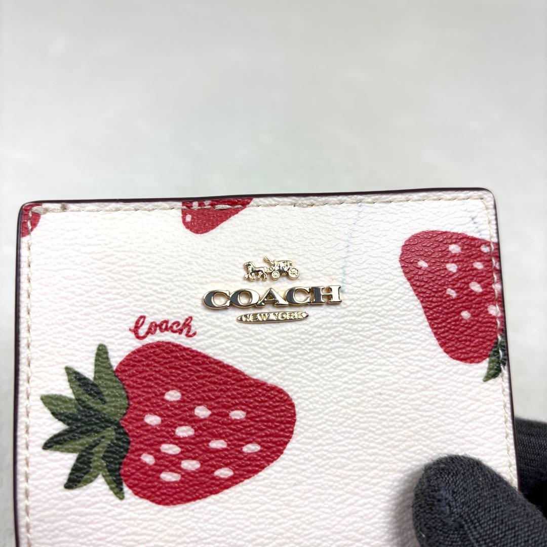 COACH コーチ いちご柄 財布 イチゴ柄 苺柄 スナップ ウォレット