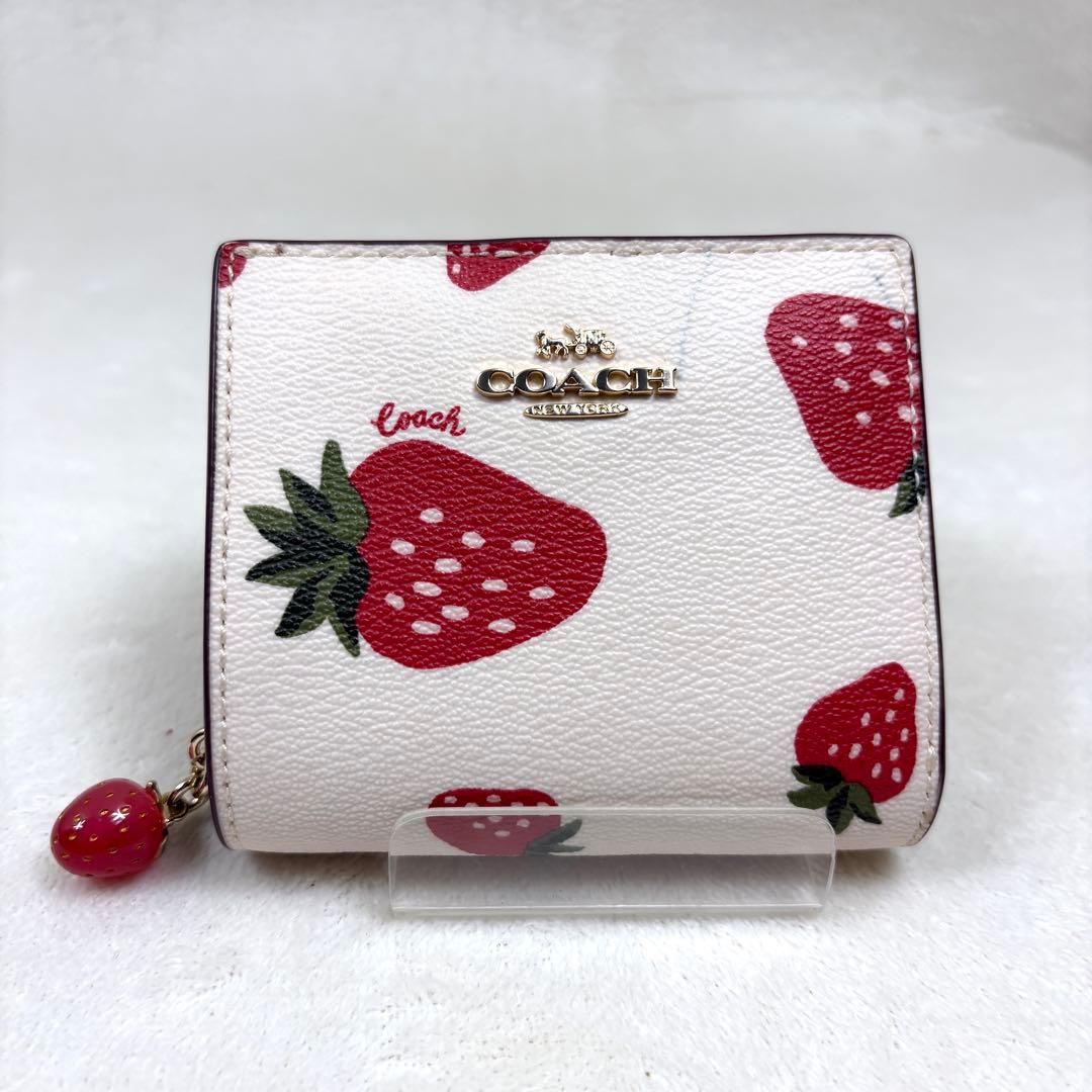 COACH コーチ いちご柄 財布 イチゴ柄 苺柄 スナップ ウォレット