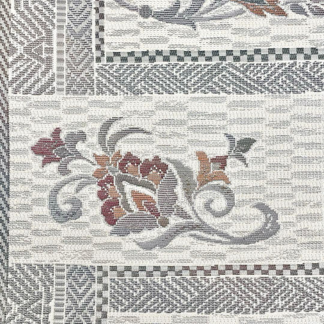 ［ 博多織/名古屋帯 ］正絹　白　花唐草　花柄　本場筑前博多織　本筑