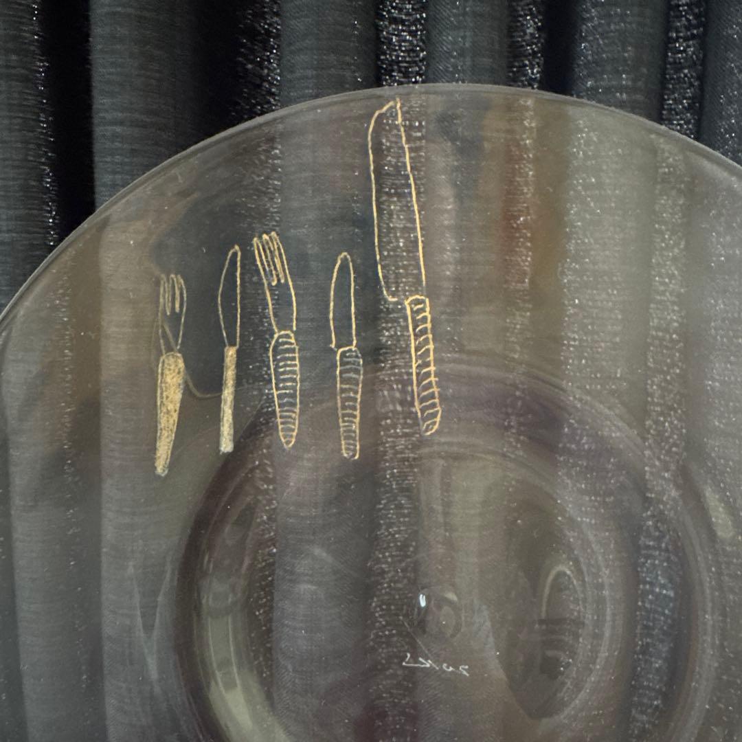 黒川登紀子　イラスト入りガラスプレート