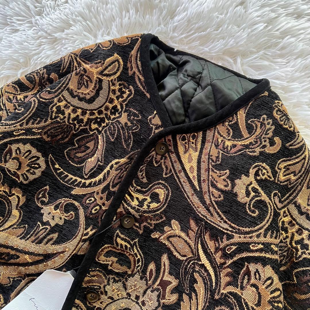 新品タグ付 tree cafe ペイズリー ジャガード中綿ジャケットユニセックス