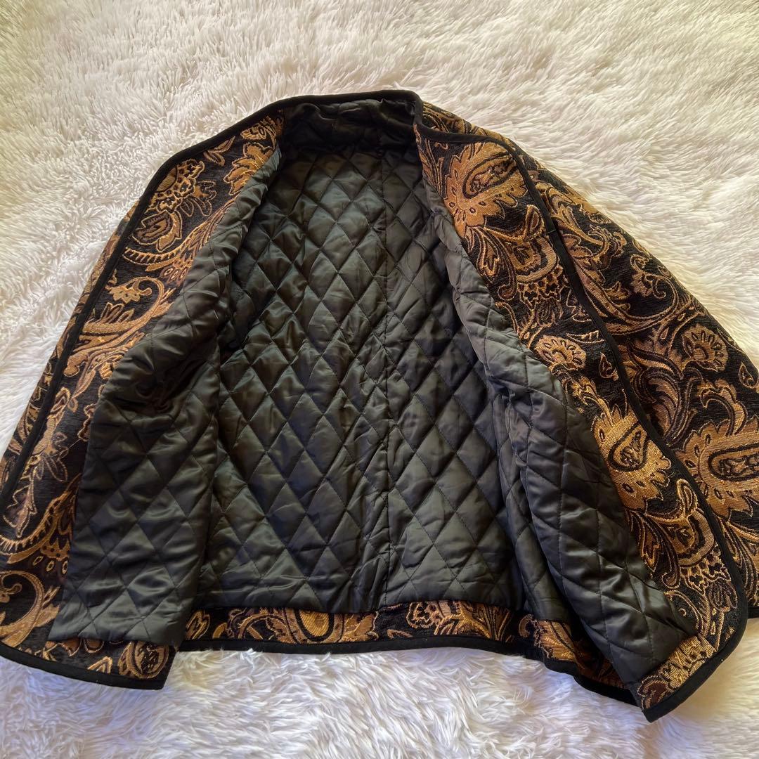 新品タグ付 tree cafe ペイズリー ジャガード中綿ジャケットユニセックス