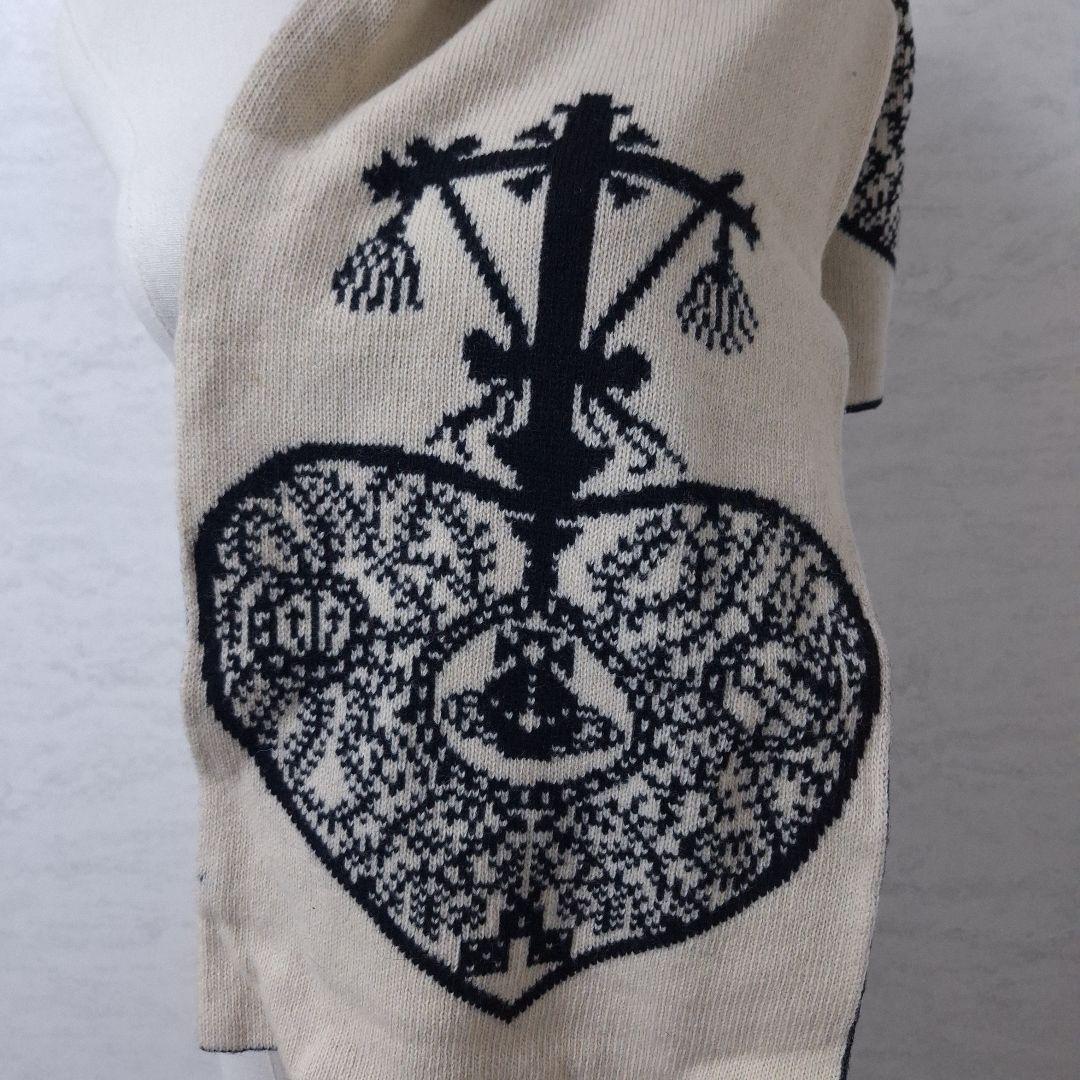 ヴィヴィアンウエスト リバーシブル ハート オーブ柄 マフラー 黒 白