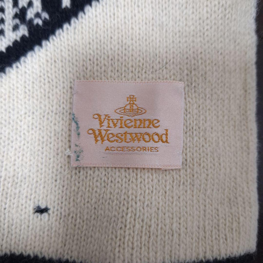 ヴィヴィアンウエスト リバーシブル ハート オーブ柄 マフラー 黒 白