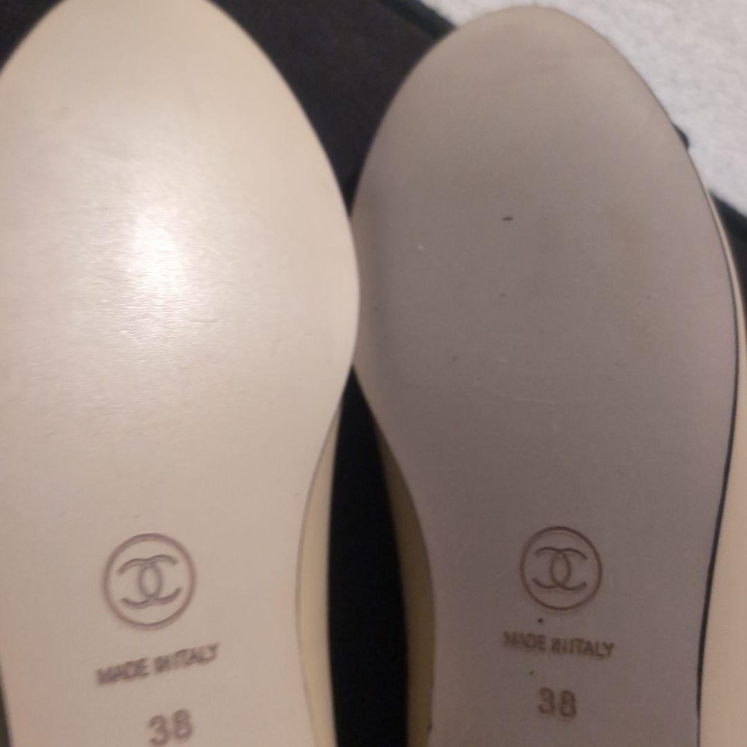 ベージュ ブラック リボン フラットシューズ バレーシューズ